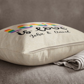 Luxury Personalised Cushion - Inner Pad Included - Love is Love